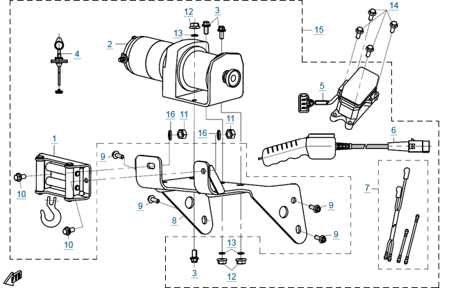 Лебедка в сборе