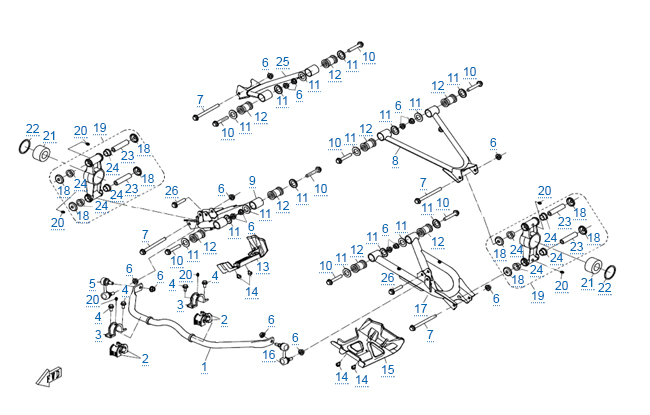 Задняя подвеска (стальные рычаги)