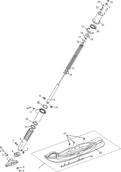 Подвеска  передняя и лыжа