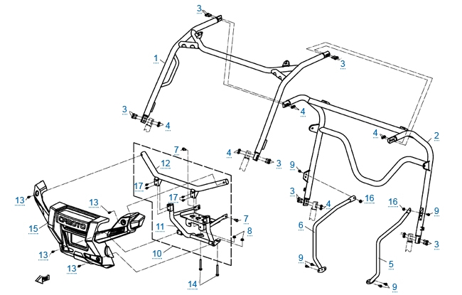 Каркас кабины и бампер