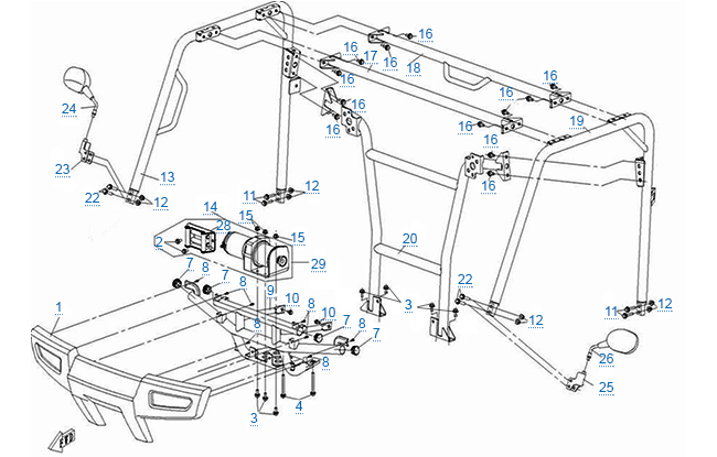 Каркас кабины и бампер