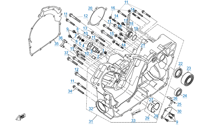 Правая половина картера (c 2014)