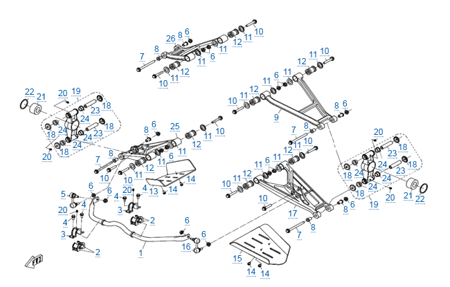 Задняя подвеска (алюминиевые рычаги)