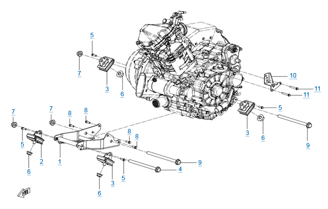 Элементы крепления двигателя