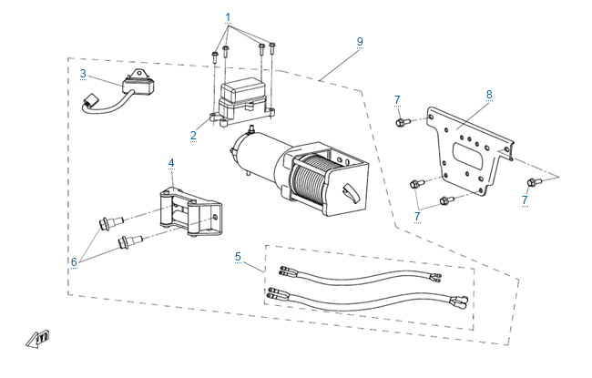 Лебедка в сборе
