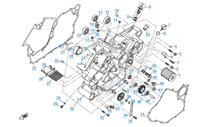 Левая половина картера (c 2014)