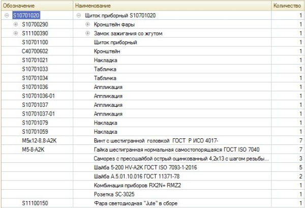 0135957  Щиток приборный S10701020